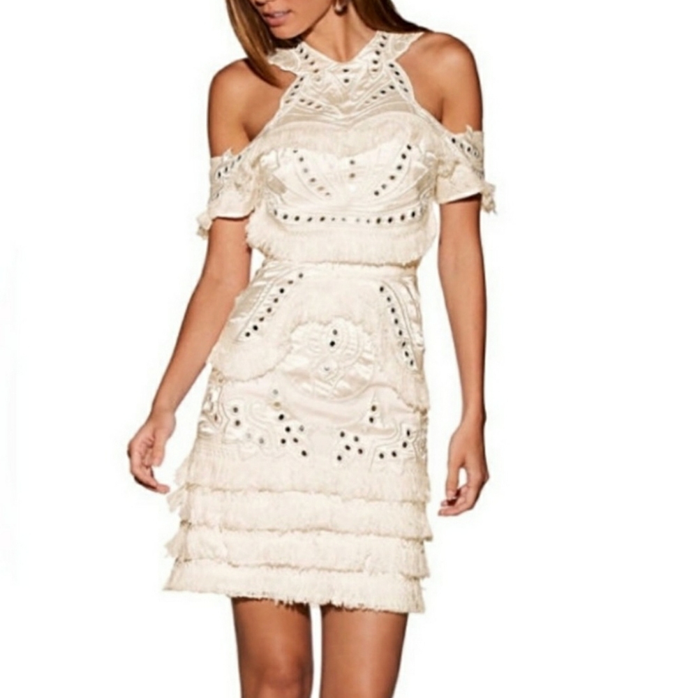 Boston proper white mirror fringe dress